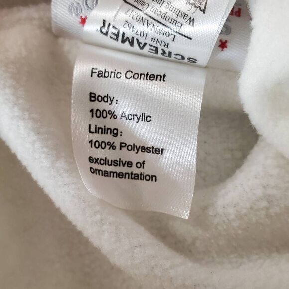 Screamer Hand Knit Space Dye Fleece Lined Button Beanie Hat White Gray One Size - Picture 5 of 9